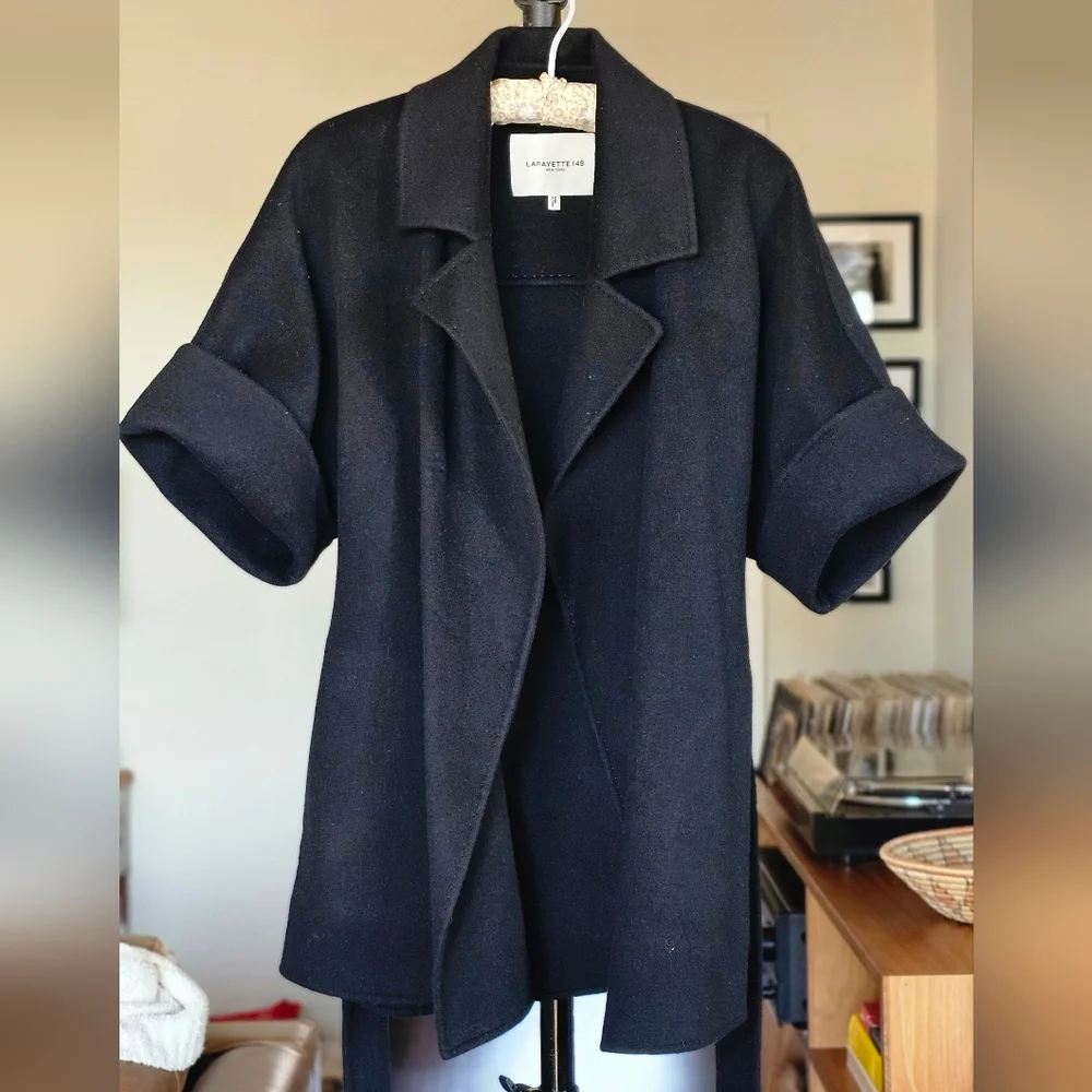 Lafayette 148 New York Wool-Cashmere Double Face Short Sleeve Jacket - Picture 4 of 9